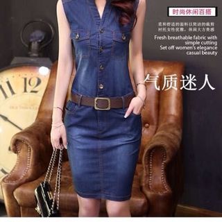 Đầm jean quảng chau kèm belt