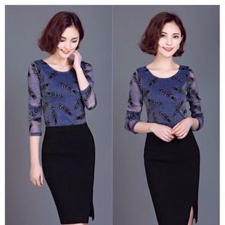 Áo sơmi họa tiết lá