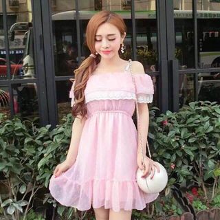 Đầm kiếng phối ren lai đuôi cá qc