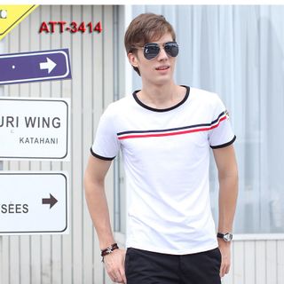 Áo thun nam viền 3 màu ngang ngực