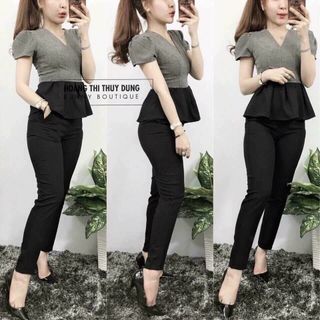 sb2474 set áo peplum quần tây giá sỉ