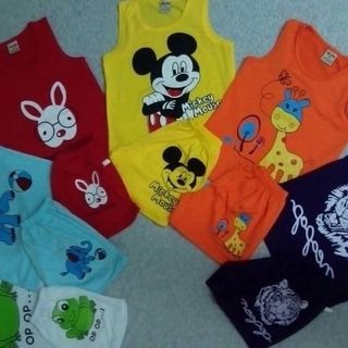 Bộ quần áo ba lỗ in hình thú