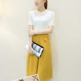 Sét áo voan dập ly quần xuông