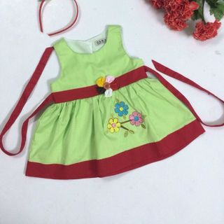 472 đầm bé gái thêu bông kèm cài ri 8
