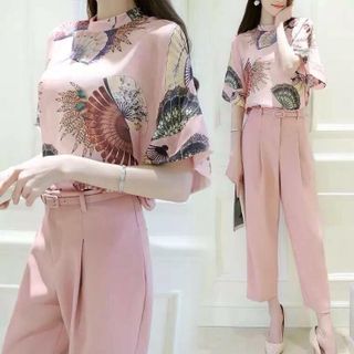 Sét áo kín cổ tay rộng quần ống rộng