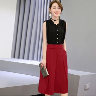 Set quần ống rộng áo sơ mi châu tônhm1182