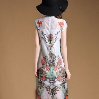 Đầm voan xẻ tà cổ tàu