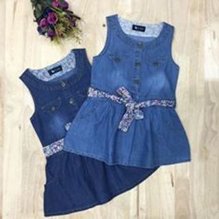 Đầm denim cột nơ giá sỉ