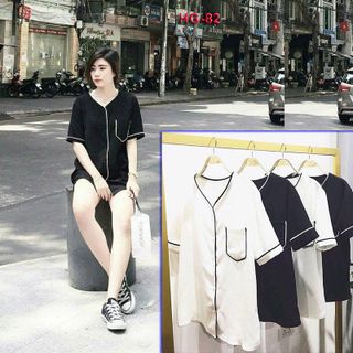 Áo sơ mi bóng chày túi hộp trắng đen