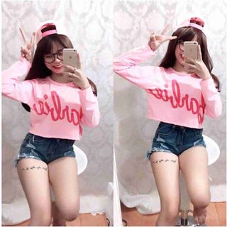 Ao barbie crop tay dai hinh that nhe