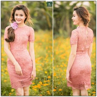 d2642 đầm body ren tay con giá sỉ