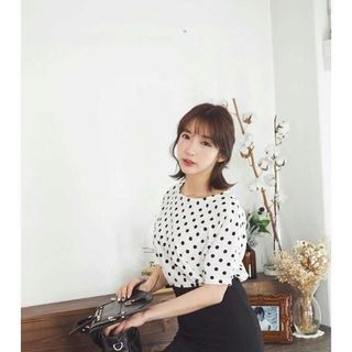 7694 set áo cánh dơi chấm bi chân váy đuôi cá