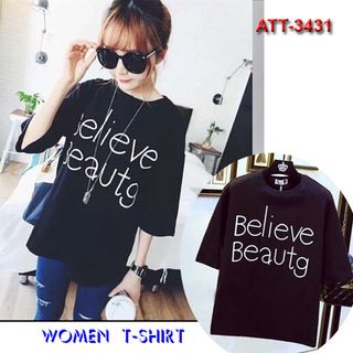 Xưởng may áo thun nữ in believe beautg