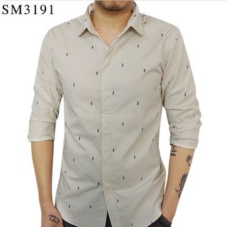 Áo sơ mi nam tay dài họa tiết trái thơm