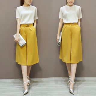 Sét áo dập ly quần culottes