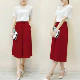 Sét áo dập ly quần culottes