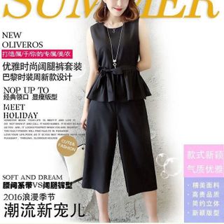 Set bộ peplum quần ống rộng