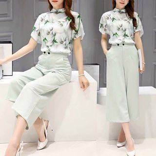 sb2667 set áo hoa quần rộng giá sỉ