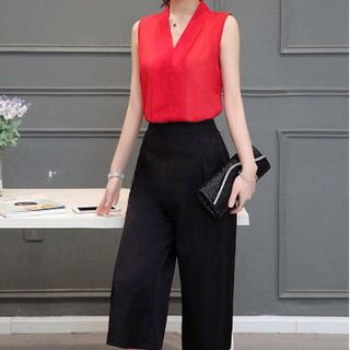 Có size xxl - set bộ áo cổ lật quần ống rộng