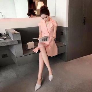 d2717 đầm cổ vest trễ vai giá sỉ