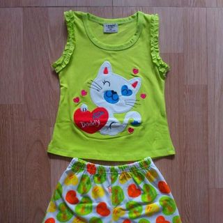 Bộ mặc nhà hình mèo thêu