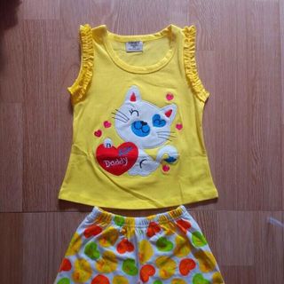 Bộ mặc nhà hình mèo thêu