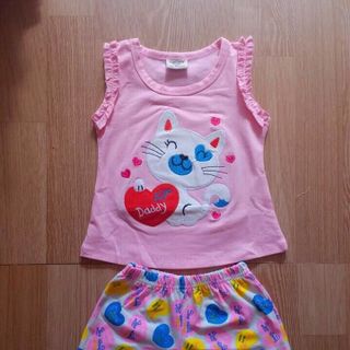 Bộ mặc nhà hình mèo thêu
