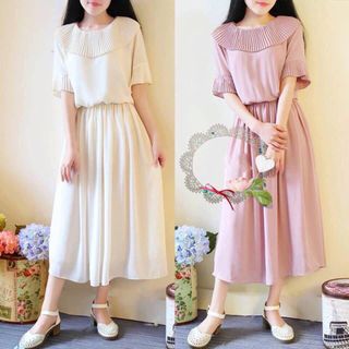 Đầm midi nhúng eo phối dập ly cực đẹp