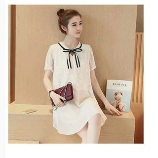 Đầm ren suông phối nơ cột cực yêu
