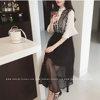 Set chân váy voan kèm áo cổ trụ tay bèo phối ren cực yêu
