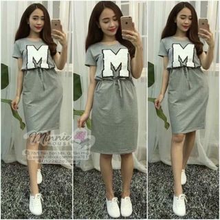 Đầm m kim sa dây rút eo thun cotton dày dặn mịn đẹp