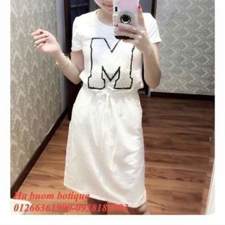 Đầm m kim sa dây rút eo thun cotton dày dặn mịn đẹp