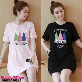 Đầm thun cotton in nhiệt dày dặn mịn đẹp