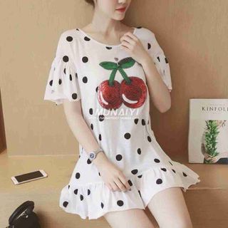 Đầm chấm bi ép chery nổi