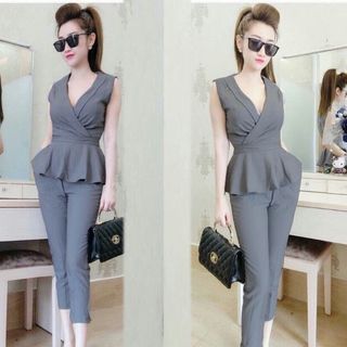 Set peplum cổ tam giác đenhm1241