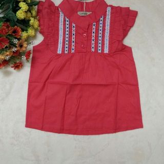 Áo vải kate bé gái thêu trang trí ngực size 1-8 ri 8 bộ 1 màu giá sỉ