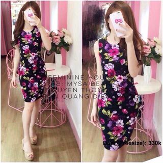 Đầm ôm body hoa 3d