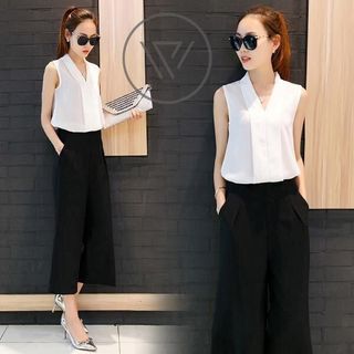 Set quần tuyết mưa phối áo voan chéo
