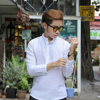 Sm-3160 áo sơ mi nam cổ trụ sọc trắng