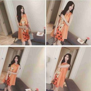 Đầm sát nách in cô gái