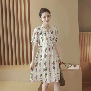 Đầm voan in họa tiết người phối cổ trụ cực yêu