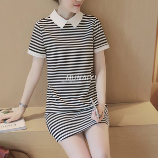 Đầm thun sọc cổ phối cổ peter cực yêu