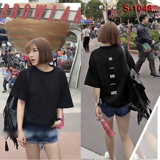 S-1048 áo thun nữ màu đen chữ no bad days