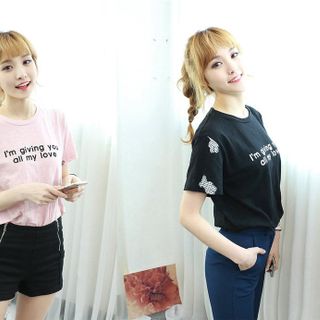 S-1048 áo thun nữ màu đen chữ no bad days