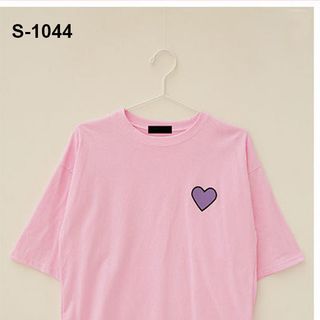S-1044 áo thun nữ hồng phấn in hình trái tim