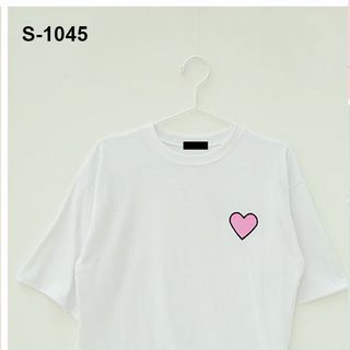 S-1045 áo thun nữ kem in hình trái tim