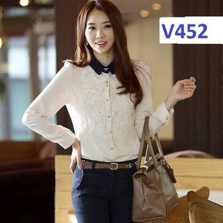 V451 - áo voan phối ren