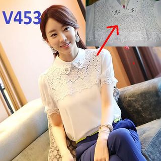 V451 - áo voan phối ren