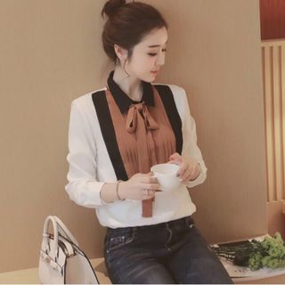 a2994 áo sơ mi tay dài phối màu dập ly - giá sỉ 97k - sỉ 10 cái/mẫu 87k - chất vải voan giá sỉ