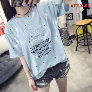 Att-3452 áo thun nữ nâu in chữ mickey mouse